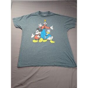 Disney Donald Duck Micky, Goofy T Shirt Adult‎ Xl Gray, Black Stiching 2000's